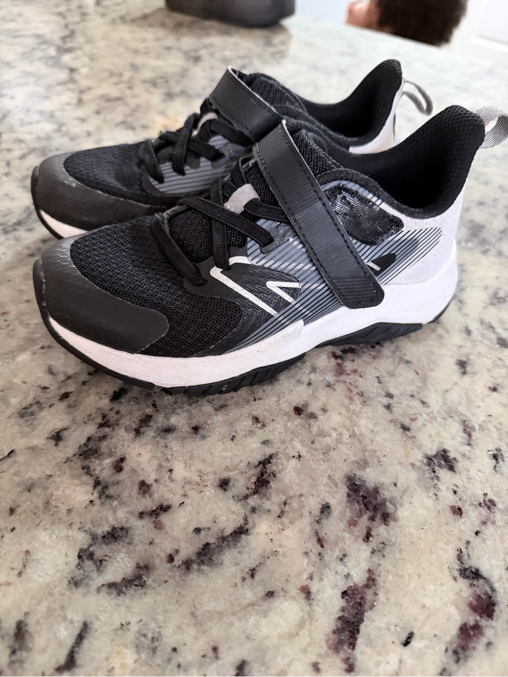 New Balance Black & White Kids Hook-and-Loop Sneakers